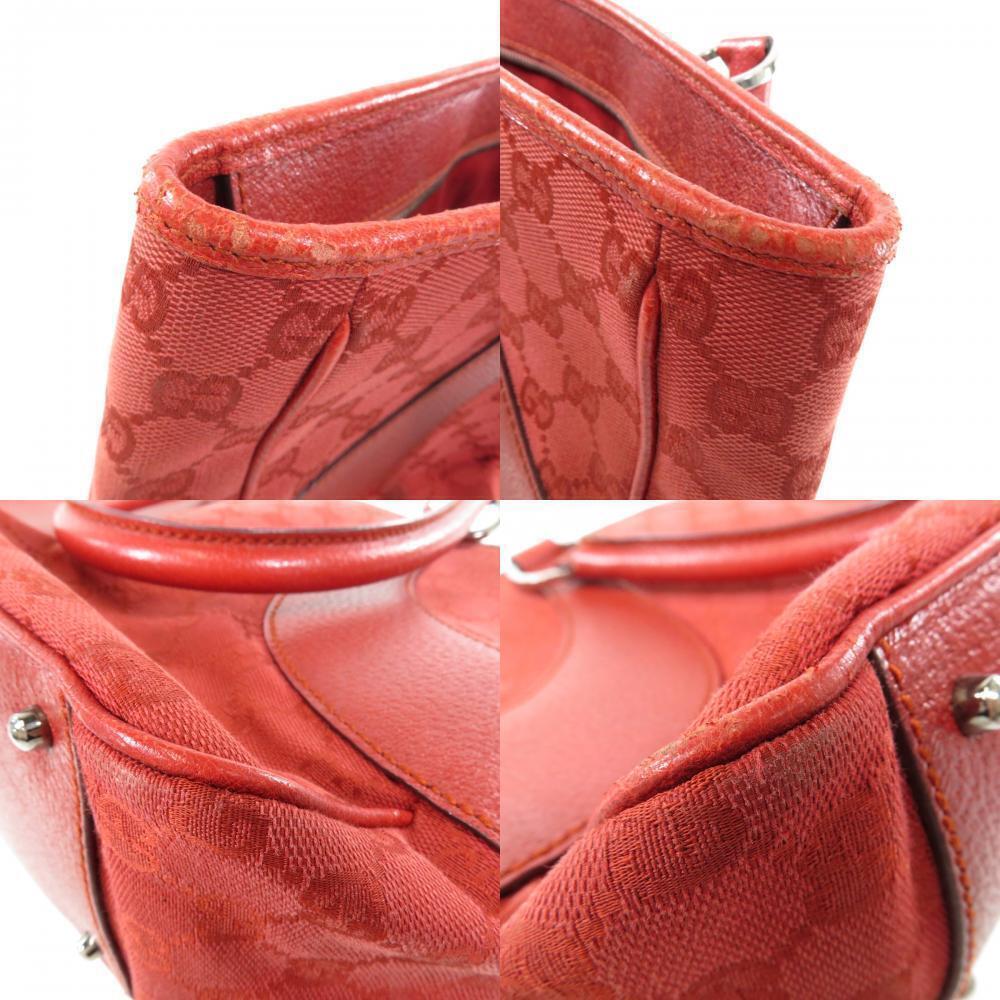 Gucci Leather Red bag Red tote Canvas GG Shoulder - Picture 8 of 11